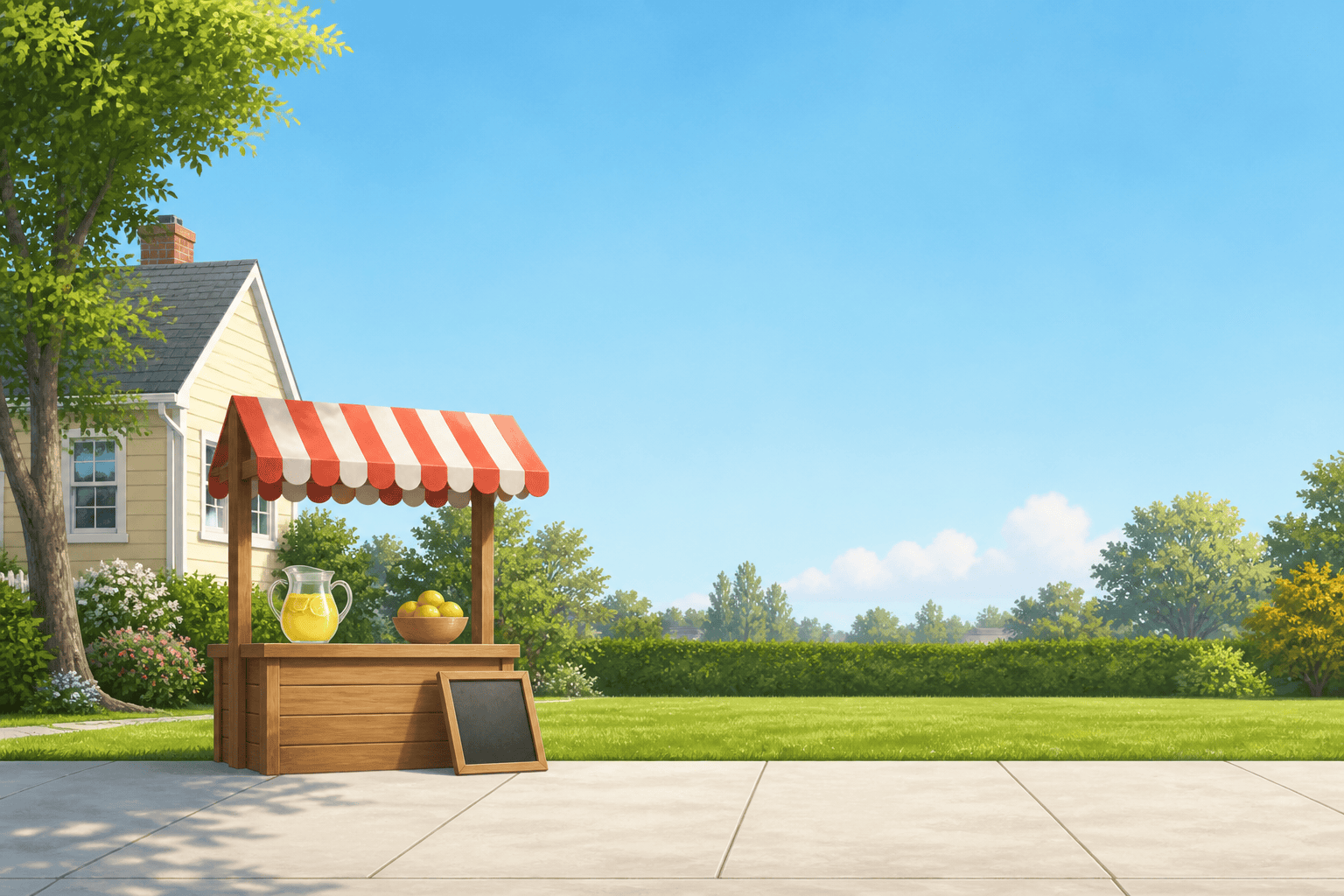 Lemonade stand on a quiet sidewalk